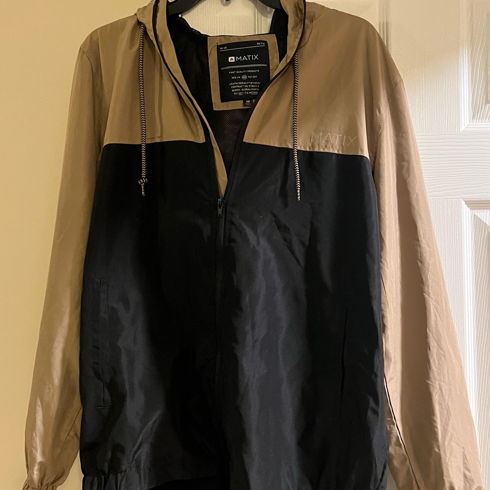 Matix Two-Tone Black and Tan Windbreaker